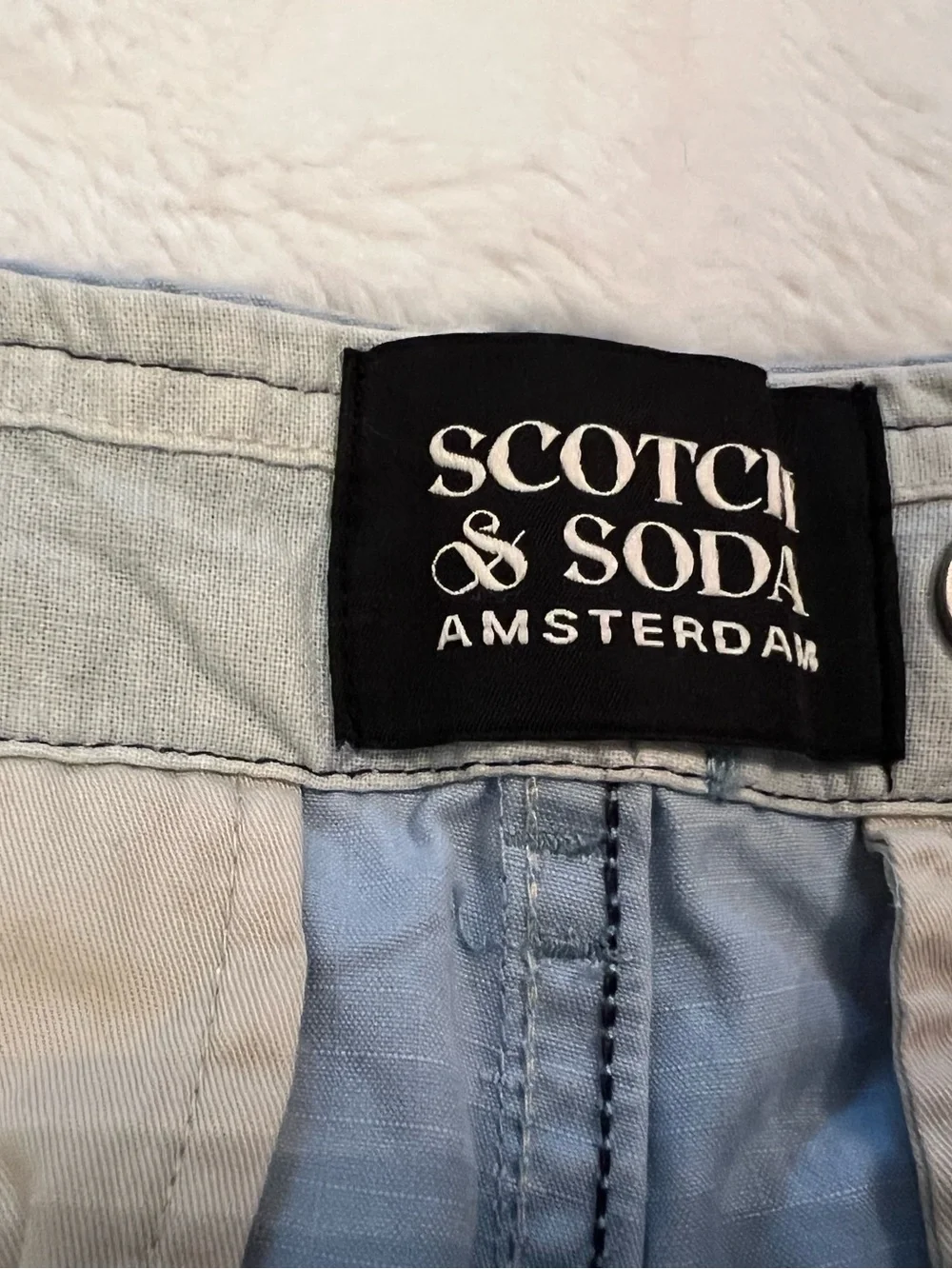 Scotch and Soda Mens size 32 Light Blue Slate gray  Cargo Shorts